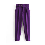 Spring 2025 New ñÞÖå Multi-Colored Harun Pants Casual Solid-Colored Small-Footed Women's Trousers Belt