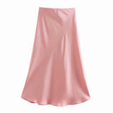 Spring 2025 New Tight Waist Simple Set Solid Color Lirt Solid Color Half Body Skirt