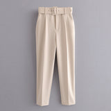 Spring 2025 New ñÞÖå Multi-Colored Harun Pants Casual Solid-Colored Small-Footed Women's Trousers Belt