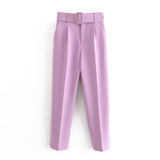 Spring 2025 New ñÞÖå Multi-Colored Harun Pants Casual Solid-Colored Small-Footed Women's Trousers Belt