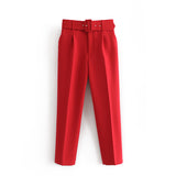 Spring 2025 New ñÞÖå Multi-Colored Harun Pants Casual Solid-Colored Small-Footed Women's Trousers Belt