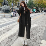 Imitation Cashmeet Coat Woman 2025 Autumn And Winter New Korean Version Of Loose Medium And Long-Term Hepburn Wool Coat Woman