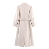 Autumn New Blended Belt Double Buckle Long Coat Coat 8471107
