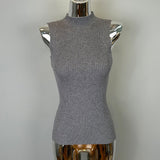 Spring And Autumn New High-End Pure Desire To Warm Up Chest High Top Solid Color Inside The Bottom Of The Knitless T-Shirt Womenins