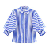 BSK&TRAF Women's Clothing 2025 Summer New Temperament Fashion Simple Silk Long-Sleeved Collar Shirt