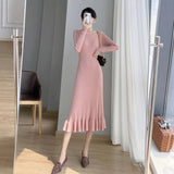 Early Autumn Fishtail Knitting Dress Women Over The Knee Long Bottom Of The Bottom Of The Winter With A Sweater Dress With A Coat