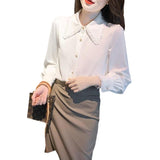 Spring Dress 2025 New Female Collar White Shirt Female Niche Design Shirt Loose Casual Blouse