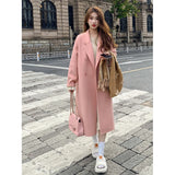 Imitation Cashmeet Coat Woman 2025 Autumn And Winter New Korean Version Of Loose Medium And Long-Term Hepburn Wool Coat Woman
