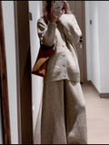 Pregnant Women Collar Knitted Two Sets Of 2025 Autumn And Winter 2025 New Thick Loose Lazy Sweater Open Shirt Wide Leg Trousers Set