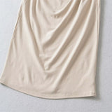 One-×Ö Collar Folded Vest Dress Femininity Elasticity Slime Sleeveless And Sleeveless Long Dress