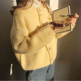 Autumn Dress 2025 New Knitwear Yellow Cardigan Sweater Women Loose Outer Wear Gentle Wind Coat Women