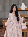 French Sweet Broken Flower Long-Sleeved Dress Female Autumn Temperament Dress Waist Gentle Fairy Dress