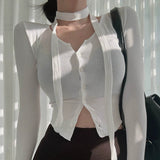 South Korea's Autumn And Winter New Temperament Slim Body Ribbon Dress Design Tight Short Small Cardigan T-Shirt Woman