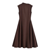 BSK&TRAF Women's Summer 2025 New Fashion Design Sleeveless Elegant High Waist Dress