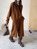 Lazy Fashion Knitted Suit Women's Autumn And Winter New Loose Thin V-Neck Blouse Casual Trousers Set