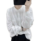 Pure Cotton Long-Sleeved Shirt Women 2025 Spring And Autumn Solid Color Retro Loose Fashion Thin Set Shirt Wear