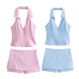 Shirt-Mounted Neck Collar Top 2796777 Low-Rise Skirts 3067407 Set