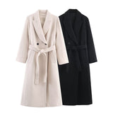 Autumn New Blended Belt Double Buckle Long Coat Coat 8471107