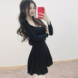 South Korea's Dongdaemun Sunscreen Cardigan + U Tie Dress Two Sets Of Irregular Temperament 100 Folds Skirt Spring
