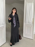 Autumn And Winter Wear Suit Women 2025 New Korean Design With Silk Scarf Knitted Sweater Half Dress Two Sets