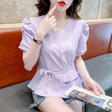 2025 Summer New French Double-Layer Lotus Lace Strapped Stylish Magenta Shirt Super Fairy Top