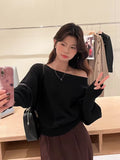 Sweater Casual Loose-Fraged Knitted Shirt New Fashion Temperament Long-Sleeved Knitted Shirt Woman