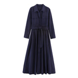 Autumn New Series Of Mandectural Shirt-Style Belt Dress 8622654