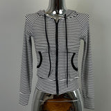 Spring And Autumn Stripes Pure Want To Repair The Slim Zipper Hooded Jacket T-Shirt Women + Elastic High-Waisted Sports Slacks