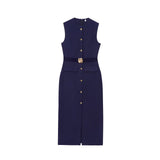 Spring New With Belt Cuffless Sleeveless Fande Dress 3897054