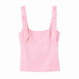 Wide-Shoulder Sling Sling Waistcoat Women Wear Chic Design Elastic Short Inner Sleeveless Top