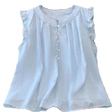 Large-Size French Lotus Leaf Edge Flying Sleeve Shirt Women Summer New Fat Mm Loose Thin Doll Shirt Top