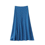 Summer New Korean Retro Atmosphere Feeling High Waist Thin Feeling Broken Fishtail A-Word Skirt Large-Size Skirt