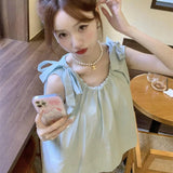 Sweet Wind Loose Sleeveless Shirt Women's Spring And Summer New Set Casual Meat-Covered Doll Shirt With Vest Shirt