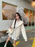 Broken Flower Zip-Up Jacket Women's Spring And Autumn 2026 New Oversize Loose Lazy Wind Long-Sleeved Top