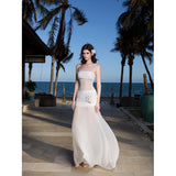 Seaside Holiday Wind Perspective Network Yarn Chest Skirt Design Sense Of Temperament Long Dress Travel To Take Good-Looking Skirt
