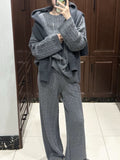 Autumn And Winter Knitted Set Of Women 2025 New Korean Loose Round-Neck Sweater + High-Waist Broad Leg Pants Two Sets