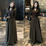 Hepburn Wind Sister Half-Dress Dress Suit Early Spring Cold Noble Feeling Thousands Of Gold Wear Lightly Familiar Beauty Two Sets