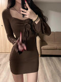 Hottie Style Collar Dress Women Autumn And Winter New Super Good-Looking Little Mother Wind Bag Hip Skirt Inside The Skirt