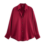 Spring New Silk Lithry Collar Solid Color Loose Shirt 2074580