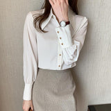 White Shirt Women's Spring Korean Version Of Fashion Chiffon Small Quality Temperament Thin Chiffon Shirt Small Fragrant Long Sleeve