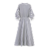 BSK&TRAF Women's Summer 2026 New Commuting Style With Belt Striped Mn Flavia Dress 5029252