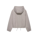 New Autumn Casual Loose Lattice Hooded Jacket 6318010