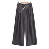 Spice Girls Irregular Belt Hanging Suit Pants Autumn Loose Thin Straight Trousers Street Broad Leggings