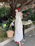 French Holiday Style Lace Splicing Dress Women's Summer 2026 New Super Fairy Gentle Temperament Vest Long Dress