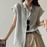 2026 Summer High-End Blue Short-Sleeved Shirt Women's Summer Commute Wearing Shirt Small Sleeveless Sleeveless Top Sense