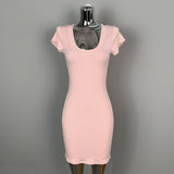 8 Color Optional] V-Neck U-Neck Short-Sleeved Dress Tight Body Thin-Handed-Butled To Show Body Pure Desire Short Skirt