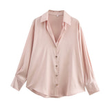 Spring New Silk Lithry Collar Solid Color Loose Shirt 2074580