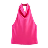 2025 Summer New Silk Hysm Texture Hanging Neck Dress 3203317 Vatry Dress 3210317