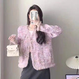 Autumn And Winter 2025 New Round-Neck Long-Sleeved Small Fragrant Wind Casual Coat Women's Large Size Coat