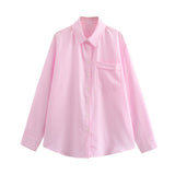 Summer New Four-Color Striped Single Pocket Dress Loose Casual Shirt